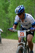 Team Bikeparts.com racer, Jason Kompf, climbing the first of many hills in the Gold Rush Run