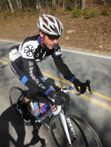 Joshua Murdock climbing Old Three Mile Highway in Linnville, North Carolina.